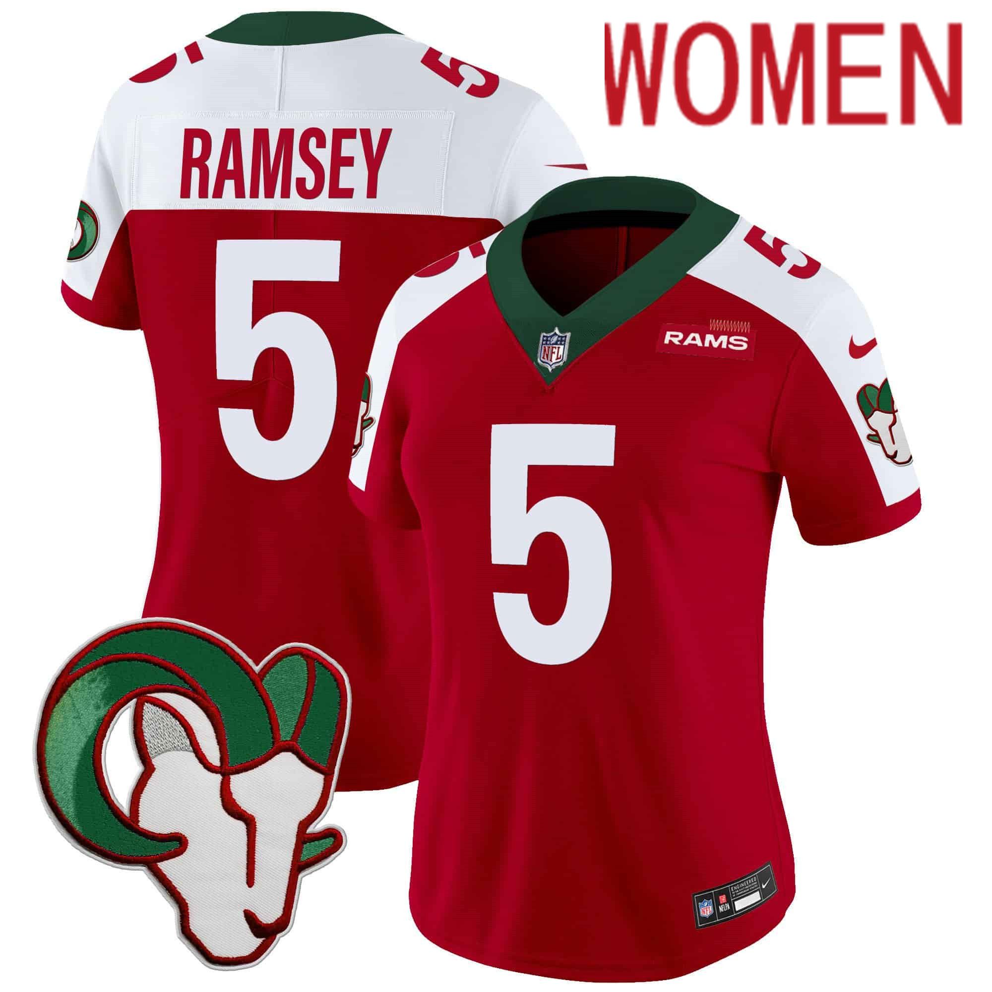 Women Los Angeles Rams 5 Ramsey Red 2024 Nike Mexico Vapor Limited NFL Jersey